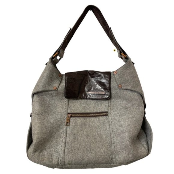 MATT &NAT grey wool blend shoulder bag satchel - Picture 2 of 10